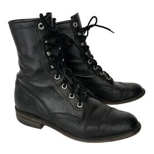 Justin 506 Womens Black Lace Up Leather Mid Calf Western Boots US 7.5